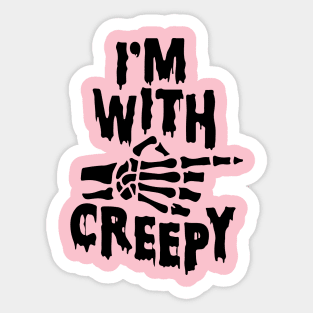 Im With Creepy Skeleton Finger Black Goth Punk Halloween Sticker